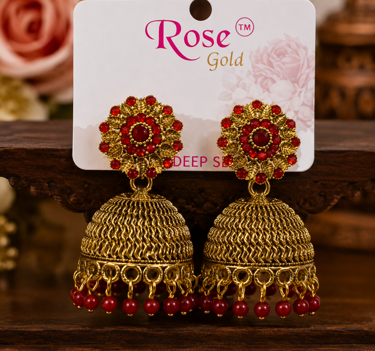 Traditional Red Jimiki Earrings
